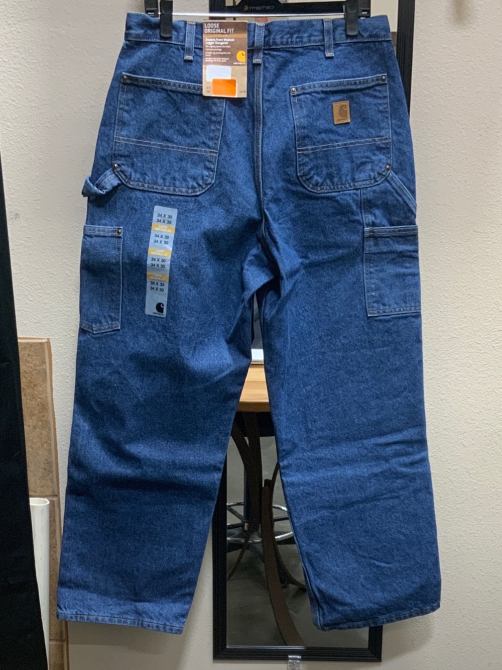 Carhartt Blue Loose Fit Denim Double Front Carpenter Pants